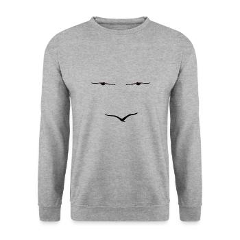 Mouettes Forme Visage Été Oiseaux Vacances Ciel - Sweat-shirt Unisexe - gris chiné - Devant - Alina (178cm) & Michal (187cm)