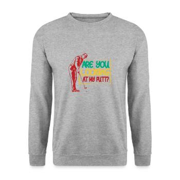 Siehst Du Dir Meinen Putt An? Golfschläger Golfer - Unisex Pullover - Weißgrau meliert - Vorne - Alina (178cm) & Michal (187cm)