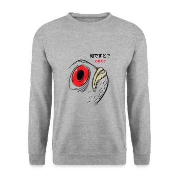 Was? durchdachtes Fischbarsch-Angelgeschenk - Unisex Pullover - Weißgrau meliert - Vorne - Alina (178cm) & Michal (187cm)