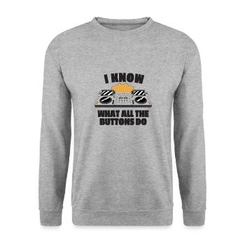 Was Alle Tasten Machen Musik DJ Remote MC Party - Unisex Pullover - Weißgrau meliert - Vorne - Alina (178cm) & Michal (187cm)