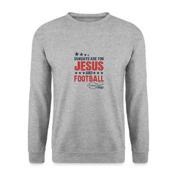 Dimanche pour Jésus et les joueurs de football - Sweat-shirt Unisexe - gris chiné - Devant - Alina (178cm) & Michal (187cm)