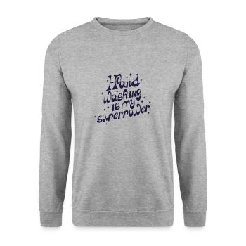 Hand Washing Superpower Clean Hands Soap - Unisex Sweatshirt - salt & pepper - Front - Alina (178cm) & Michal (187cm)