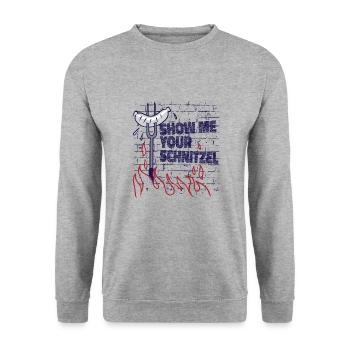 Show Me Your Schnitzel German Sausage Beer Festival - Unisex Sweatshirt - salt & pepper - Front - Alina (178cm) & Michal (187cm)