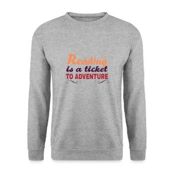 La lecture est un billet pour les aventures - Sweat-shirt Unisexe - gris chiné - Devant - Alina (178cm) & Michal (187cm)