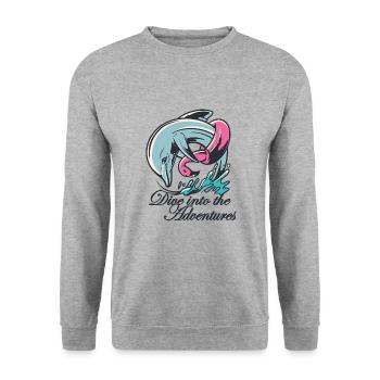 Plongez dans l’aventure des animaux marins de l’océan - Sweat-shirt Unisexe - gris chiné - Devant - Alina (178cm) & Michal (187cm)