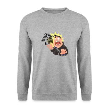 I'm vegan, but I want your meat - Unisex Sweatshirt - salt & pepper - Front - Alina (178cm) & Michal (187cm)