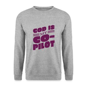 Dieu est mon copilote de la Bible de la foi Orthodoxie - Sweat-shirt Unisexe - gris chiné - Devant - Alina (178cm) & Michal (187cm)