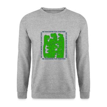 Wir Haben Mehr Spaß Zusammen, Dinosaurier Tirexes - Unisex Pullover - Weißgrau meliert - Vorne - Alina (178cm) & Michal (187cm)