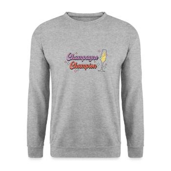 Sparkling wine quote from Champion - Unisex Sweatshirt - salt & pepper - Front - Alina (178cm) & Michal (187cm)