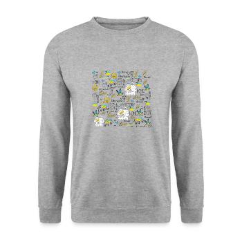 Ukrainische Flagge Nationale Utensilien Haus - Unisex Pullover - Weißgrau meliert - Vorne - Alina (178cm) & Michal (187cm)