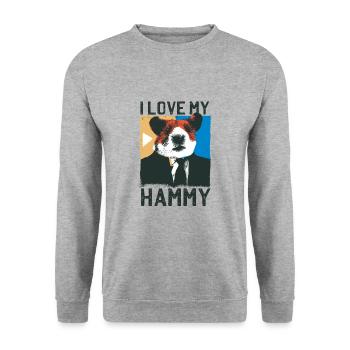 I love my favorite hamster man - Unisex Sweatshirt - salt & pepper - Front - Alina (178cm) & Michal (187cm)