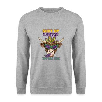Tenez le foie Ils sont belle vache Mardi Gras - Sweat-shirt Unisexe - gris chiné - Devant - Alina (178cm) & Michal (187cm)