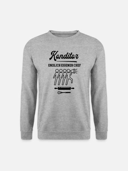 Konditor Endlich Chef Konditorei Selbstständig - Unisex Pullover - Weißgrau meliert