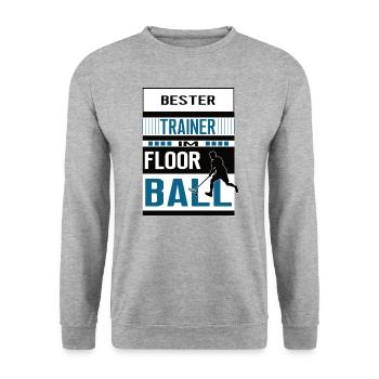 Floorball Trainer bester Floorballtrainer Hockey - Unisex Pullover - Weißgrau meliert - Vorne - Alina (178cm) & Michal (187cm)