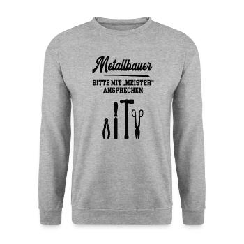Metallbauer Meister Meisterabschluß Schlosser - Unisex Pullover - Weißgrau meliert - Vorne - Alina (178cm) & Michal (187cm)