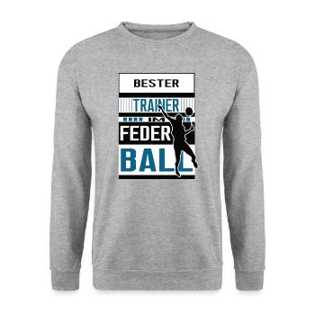 Federball Trainer Bester Badminton Training Spiel - Unisex Pullover - Weißgrau meliert - Vorne - Alina (178cm) & Michal (187cm)