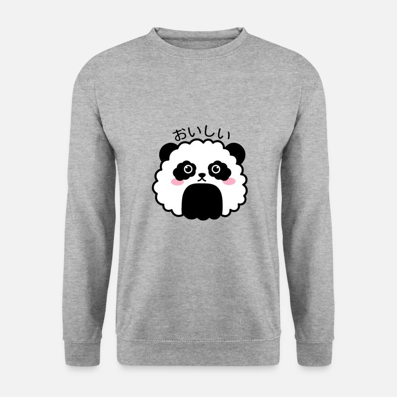 Panda-Onigiri Reisball - Unisex Pullover - Weißgrau meliert