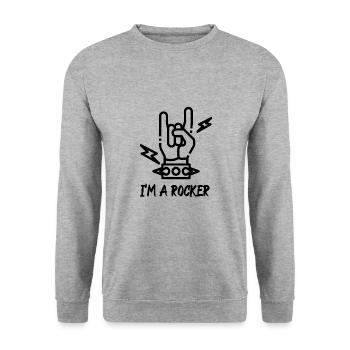 Rocker Hand I'm A Rocker Rock Music - Unisex Pullover - Weißgrau meliert - Vorne - Alina (178cm) & Michal (187cm)