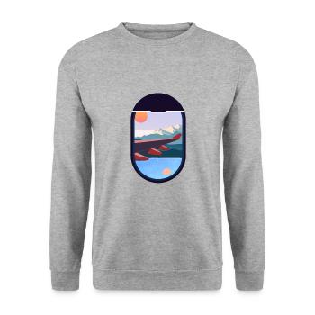 Travel Airplane Windows Paysage Nature - Sweat-shirt Unisexe - gris chiné - Devant - Alina (178cm) & Michal (187cm)