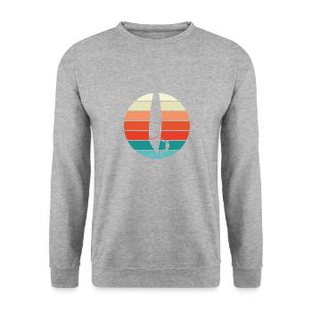 Weißer Windsurfer Vintage - Unisex Pullover - Weißgrau meliert - Vorne - Alina (178cm) & Michal (187cm)