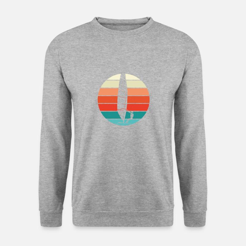 Weißer Windsurfer Vintage - Unisex Pullover - Weißgrau meliert