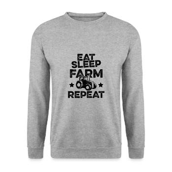 eat sleep farm repeat - Sweat-shirt Unisexe - gris chiné - Devant - Alina (178cm) & Michal (187cm)