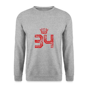 34 Couronne numérique - Sweat-shirt Unisexe - gris chiné - Devant - Alina (178cm) & Michal (187cm)