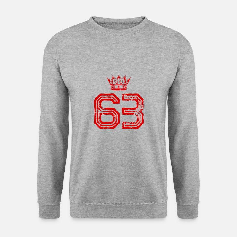 63 Zahl Krone - Unisex Pullover - Weißgrau meliert