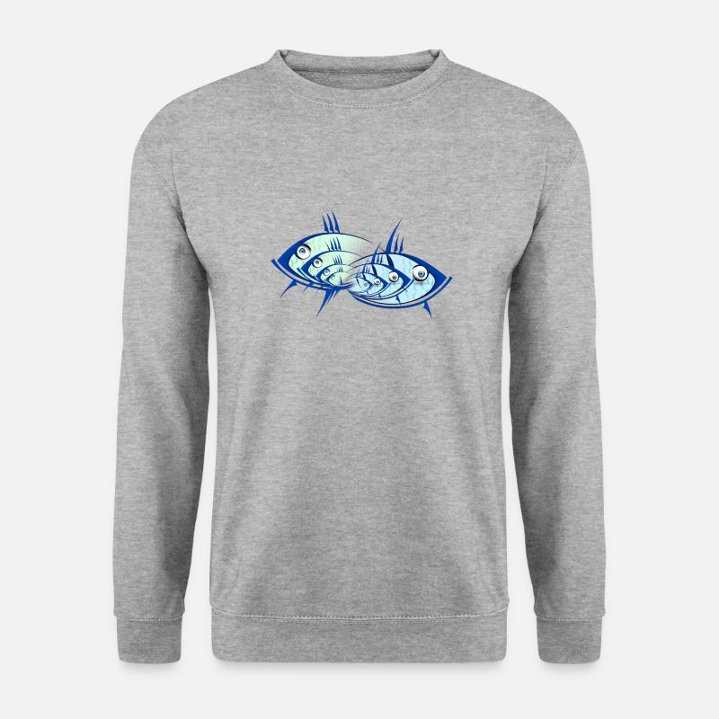 Fische dreidimensional - Unisex Pullover - Weißgrau meliert