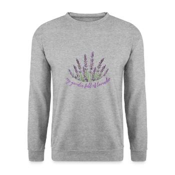 Lavender Lavendel - Unisex Pullover - Weißgrau meliert - Vorne - Alina (178cm) & Michal (187cm)