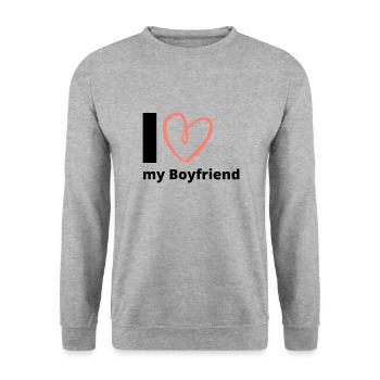 J’aime mon petit ami - Boyfriend Gift Girlfriend - Sweat-shirt Unisexe - gris chiné - Devant - Alina (178cm) & Michal (187cm)