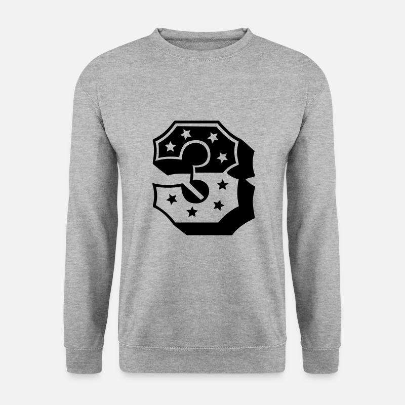 Zahl Drei - Unisex Pullover - Weißgrau meliert