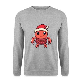 Krebs Krabbe Weihnachten Comic - Unisex Pullover - Weißgrau meliert - Vorne - Alina (178cm) & Michal (187cm)