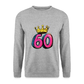 60 Number Crown - Unisex Sweatshirt - salt & pepper - Front - Alina (178cm) & Michal (187cm)