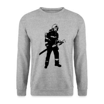 Feuerwehr - Feuerwehrmann - Unisex Pullover - Weißgrau meliert - Vorne - Alina (178cm) & Michal (187cm)