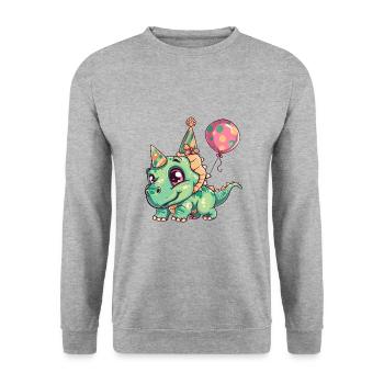 dinosaure tricératops anniversaire bébé - Sweat-shirt Unisexe - gris chiné - Devant - Alina (178cm) & Michal (187cm)