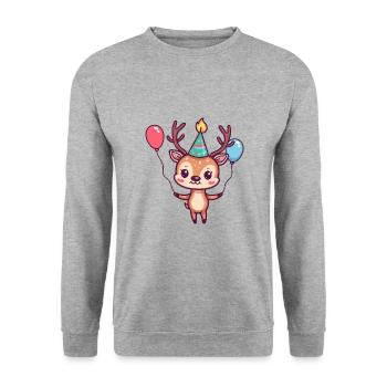 Deer Birthday Baby - Unisex Sweatshirt - salt & pepper - Front - Alina (178cm) & Michal (187cm)
