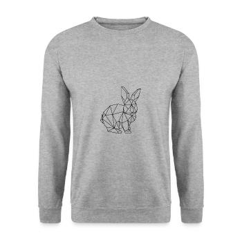 Osterhase Hase Geometrisch Häschen Kaninchen - Unisex Pullover - Weißgrau meliert - Vorne - Alina (178cm) & Michal (187cm)