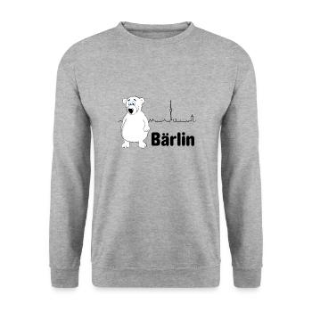 Berlin avec l’ours berlinois = Bärlin - Sweat-shirt Unisexe - gris chiné - Devant - Alina (178cm) & Michal (187cm)