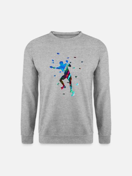 Bouldern,Sport,Klettern, sportler,graffiti - Unisex Pullover - Weißgrau meliert