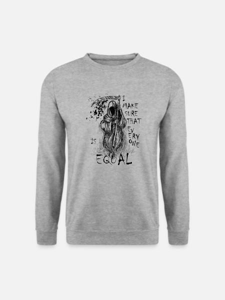 Sensenmann | Literarisches Zitat - Unisex Pullover - Weißgrau meliert