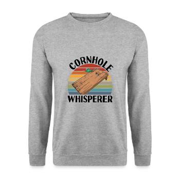 Cornhole Whisperer - Équipe de joueurs de Cornhole - Sweat-shirt Unisexe - gris chiné - Devant - Alina (178cm) & Michal (187cm)
