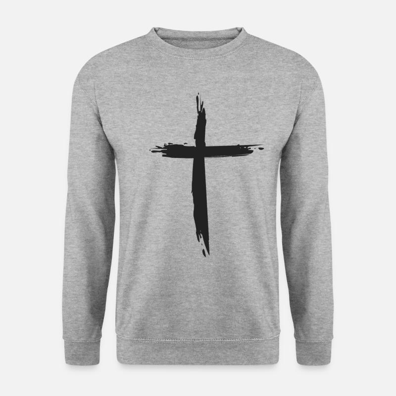Kreuz - Unisex Pullover - Weißgrau meliert