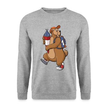 First Class Enrollment Cartoon - Unisex Sweatshirt - salt & pepper - Front - Alina (178cm) & Michal (187cm)
