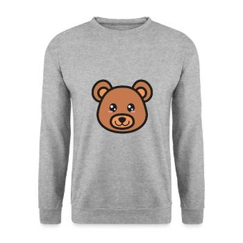 Bär Braunbär Geschenkidee - Unisex Pullover - Weißgrau meliert - Vorne - Alina (178cm) & Michal (187cm)