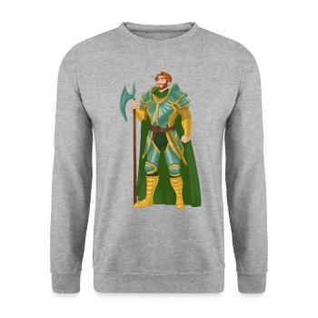 Warrior Red Hair Green Gold Knight Middle Ages - Unisex Sweatshirt - salt & pepper - Front - Alina (178cm) & Michal (187cm)