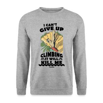 Climbing Mountain Alps Nature Climbing Gift - Unisex Sweatshirt - salt & pepper - Front - Alina (178cm) & Michal (187cm)