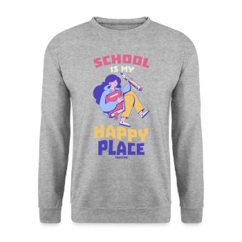 L’école est mon endroit préféré - Sweat-shirt Unisexe - gris chiné - Devant - Alina (178cm) & Michal (187cm)