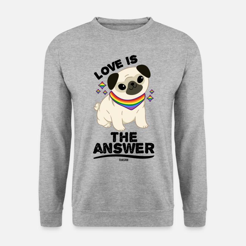 Mops Hund Haustier - Unisex Pullover - Weißgrau meliert