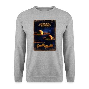 Magazin-Cover im Retro-Stil SpaceCaptain Ausgabe 7 - Unisex Pullover - Weißgrau meliert - Vorne - Alina (178cm) & Michal (187cm)